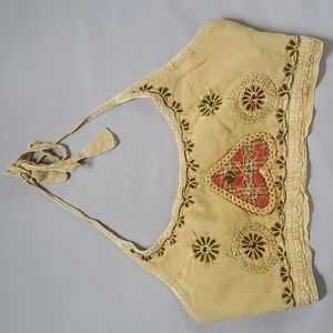 Vibrant Boho Crop Top 100% Rayon, Vintage